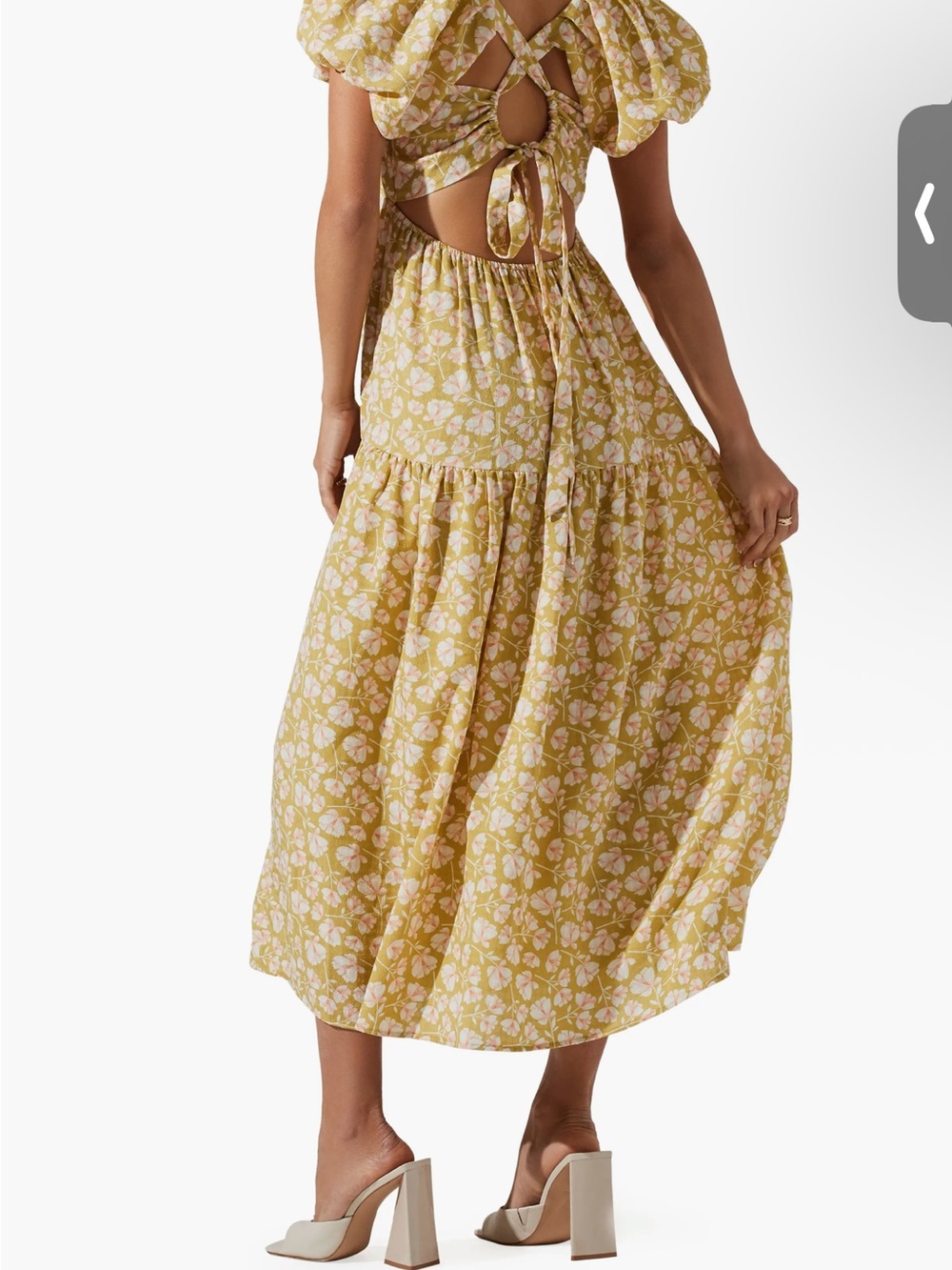 ASTR The Label - Floral Puff-Sleeve Midi Dress in Light Green-XS - Picture 5 of 8
